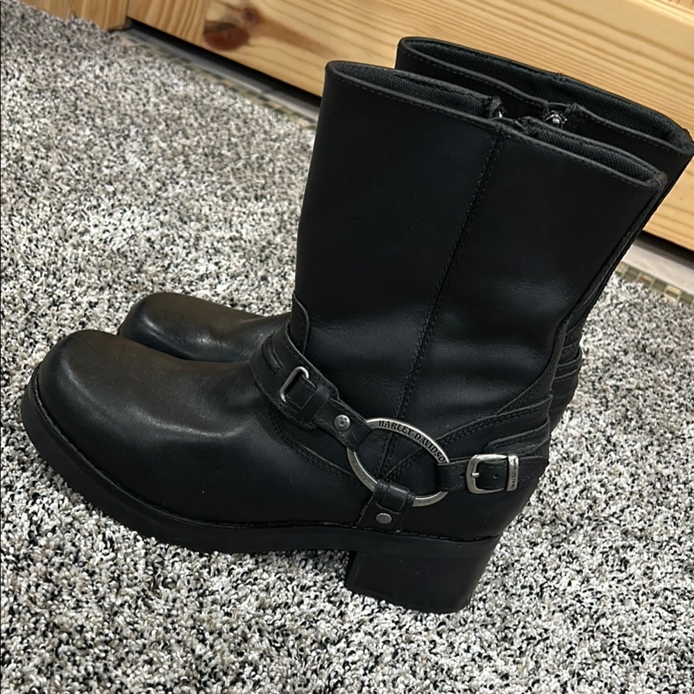 Harley-Davidson Black Leather Ankle Boots